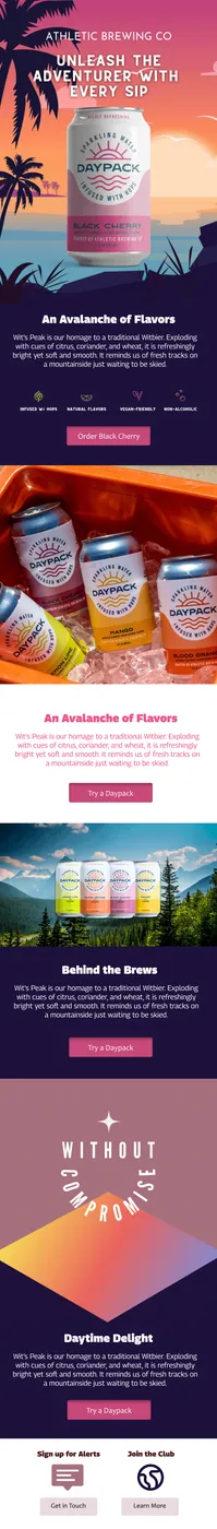 Daypack sparkling water email design