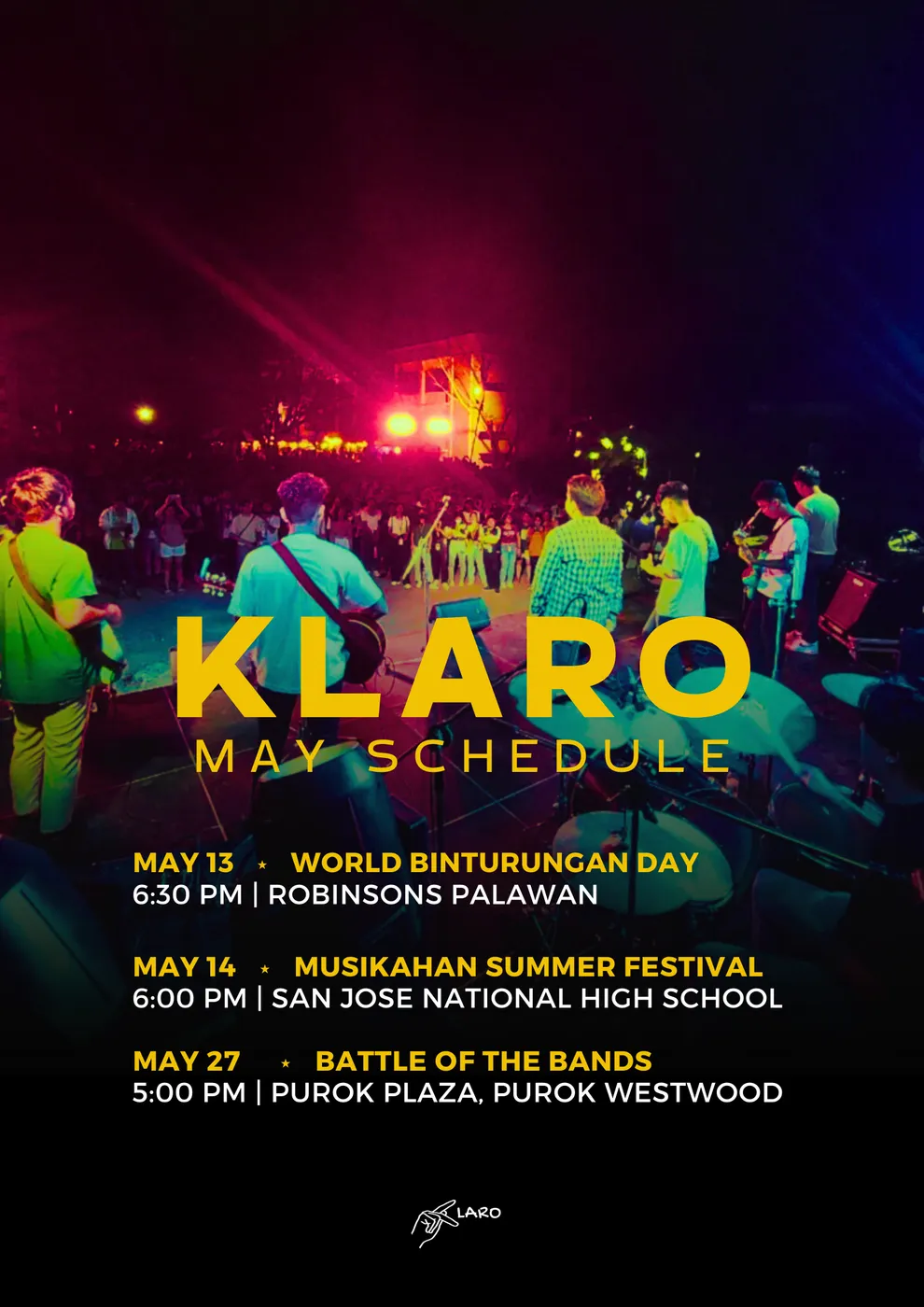 Klaro gig schedule poster